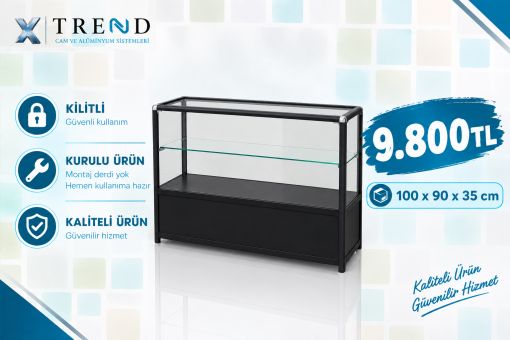 dolaplı raflı cam vitrin